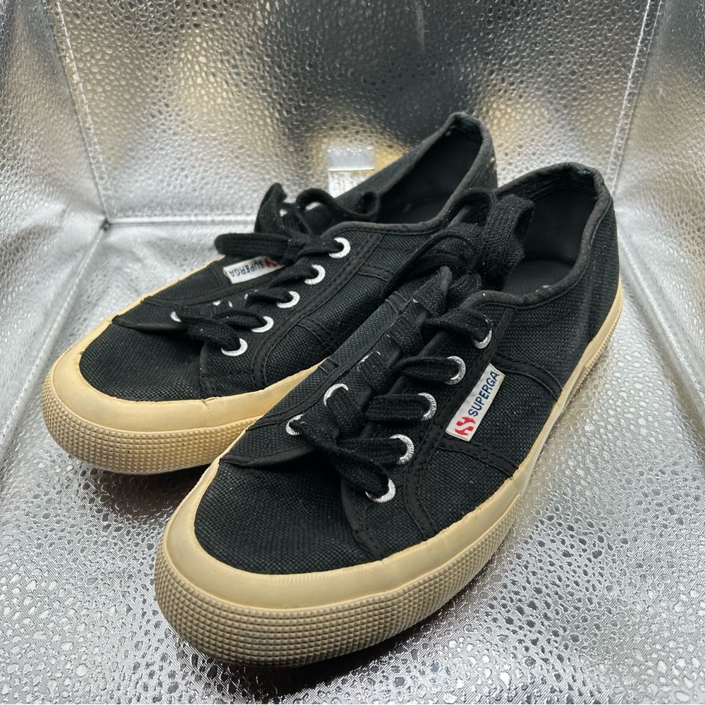 VINTAGE 90’S SUPERGA Black Canvas with Cream Soles Sneaker